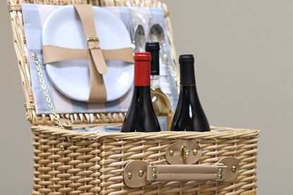Bottles of wine in basket